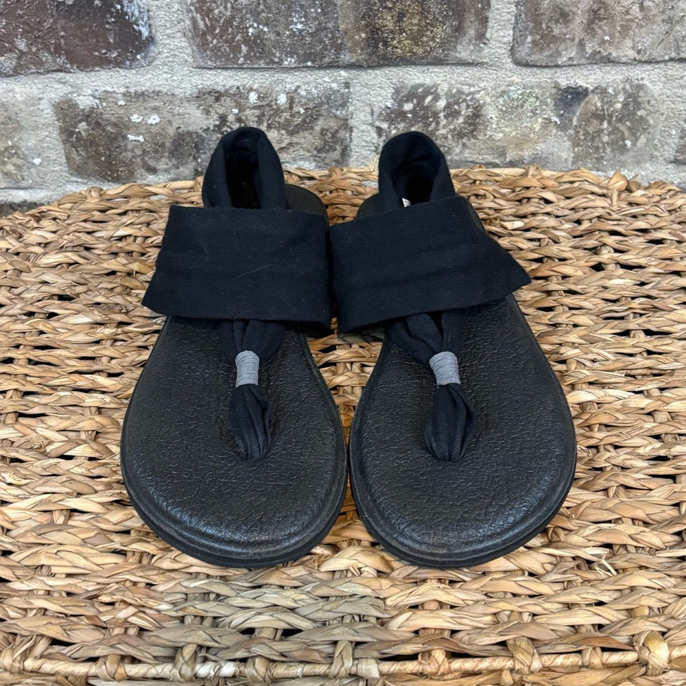Sanuk Yoga Sling Sandals Black Womens Sz 9